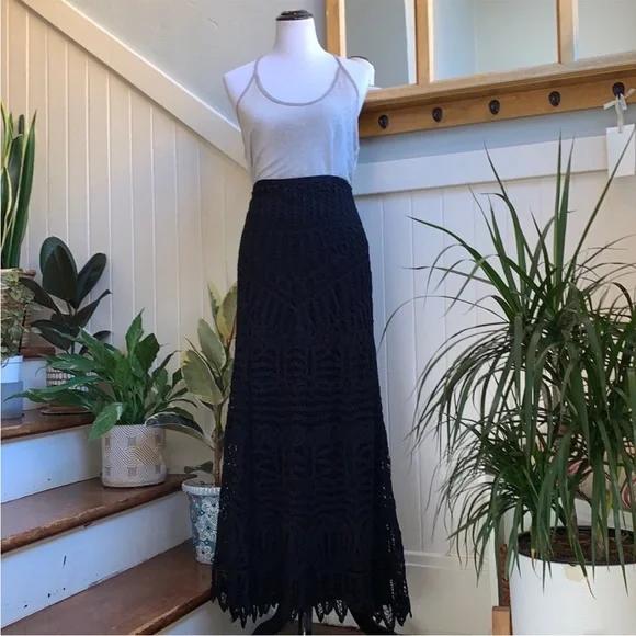 NWT Twelfth Street By Cynthia Vincent Lace Maxi Skirt/Dress in Black